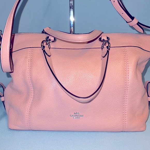 COACH EDIE SATCHEL  PINK BLUSH PEBBLED LEATHER - Picture 2 of 11